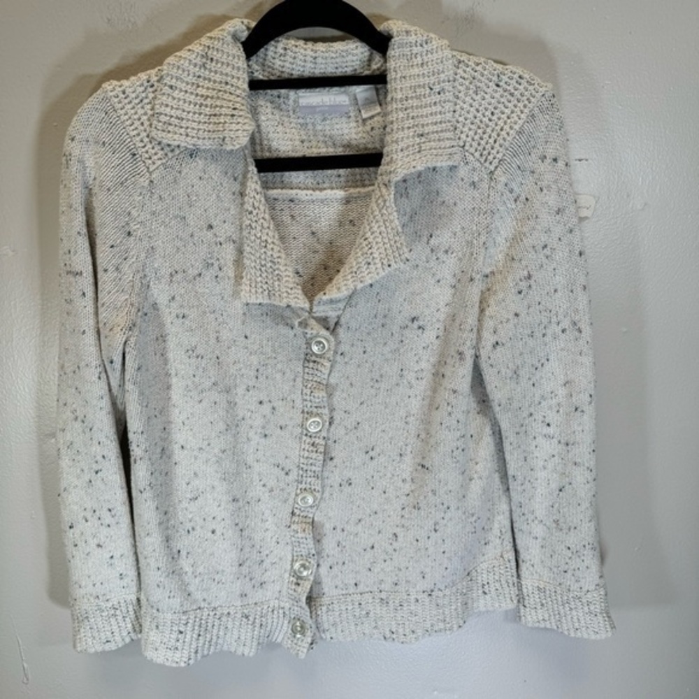 Vintage Cream Speckled Button-Up Cardigan